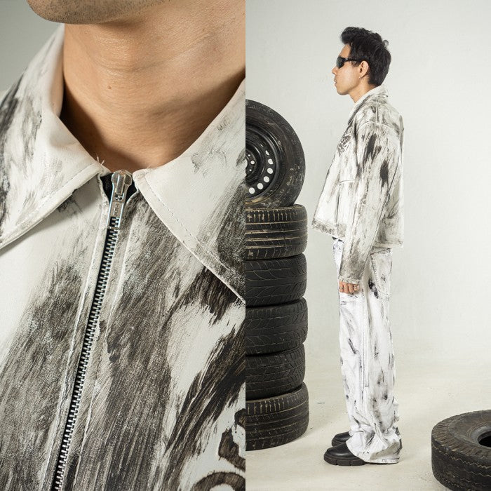 DENIMITUP Embossed Trilogo Garuda - Artsy White - Jacket