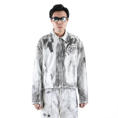 DENIMITUP Embossed Trilogo Garuda - Artsy White - Jacket