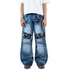 H1 baggy biker batik zip - Oceanic blue - Celana Jeans