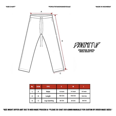 Mega Baggy Fleenim - Cartoon Chain Faded Blue - Long Pants