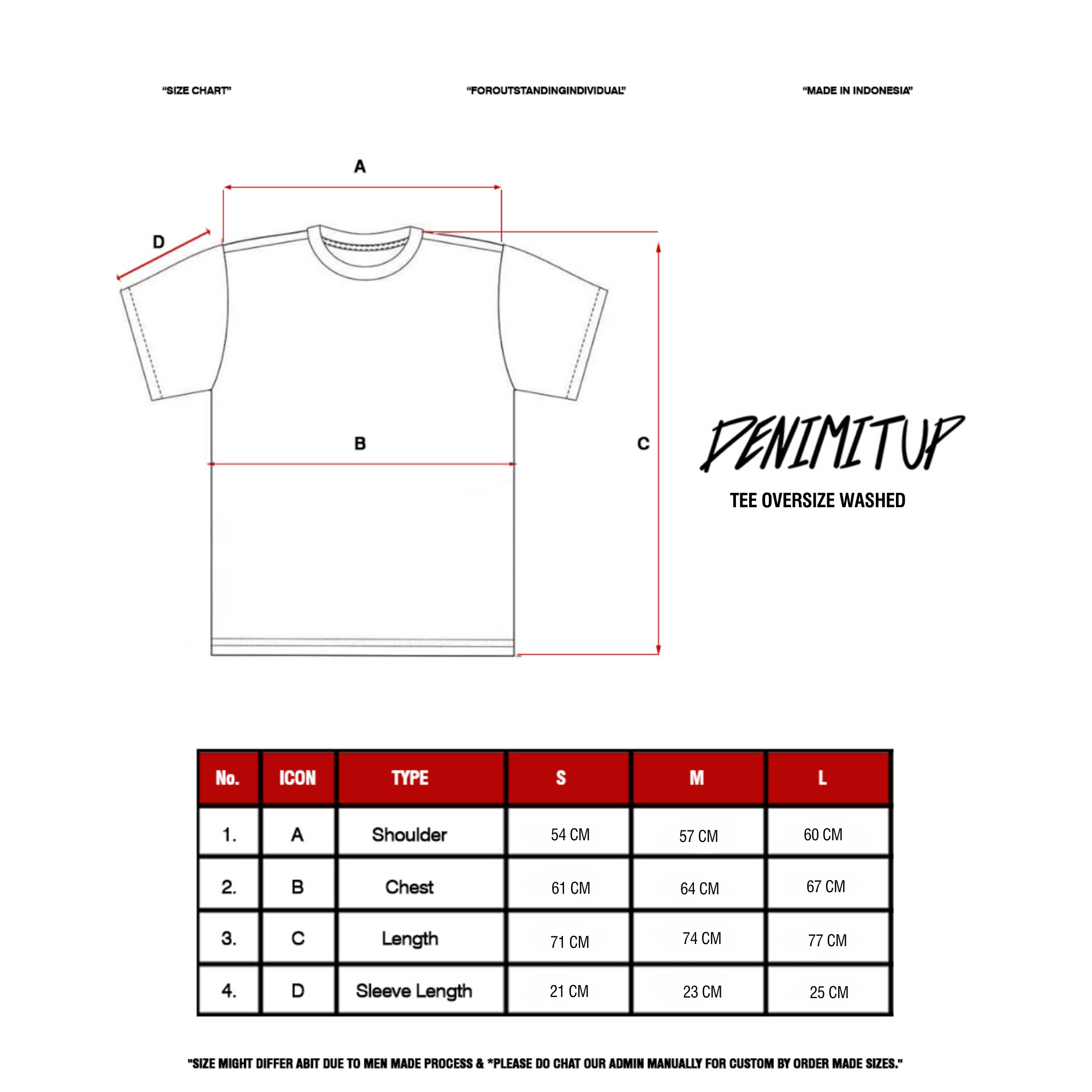 Size guide for FHSL Snowish Beige Tee - T-Shirt