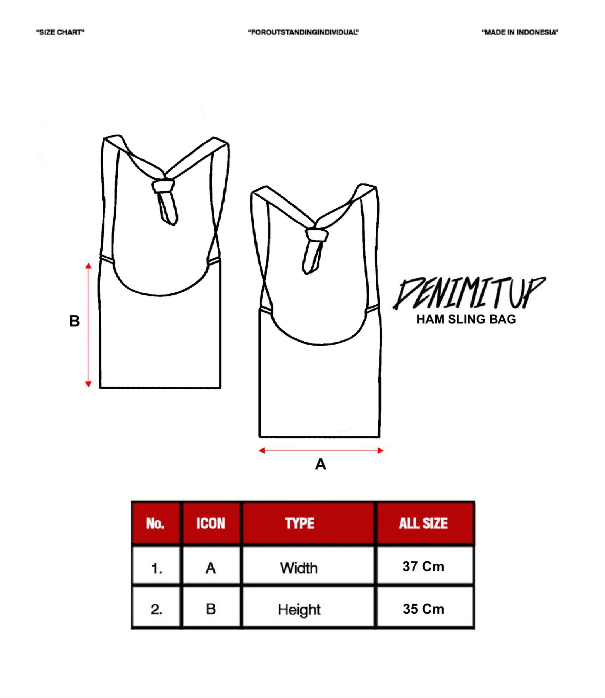 Size guide for HAM sling bag - Cactus sand - Tas