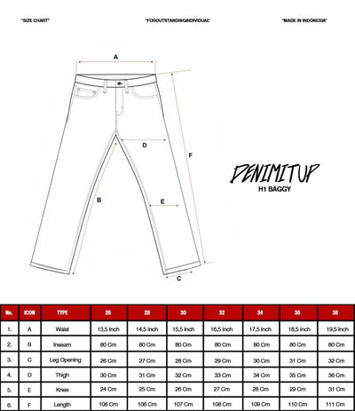H1 Baggy H Embroidered Back Pocket - Black - Jeans
