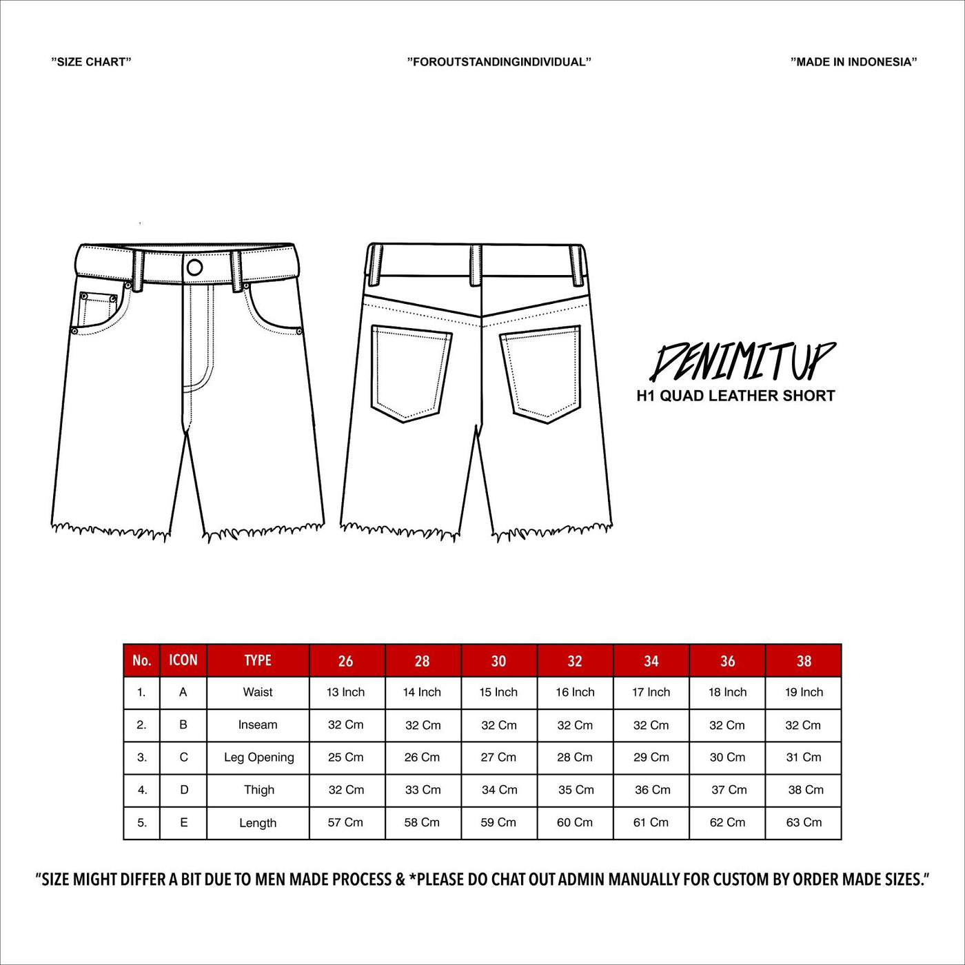 H1 quad leather short - Side stone black wash - Short Pants