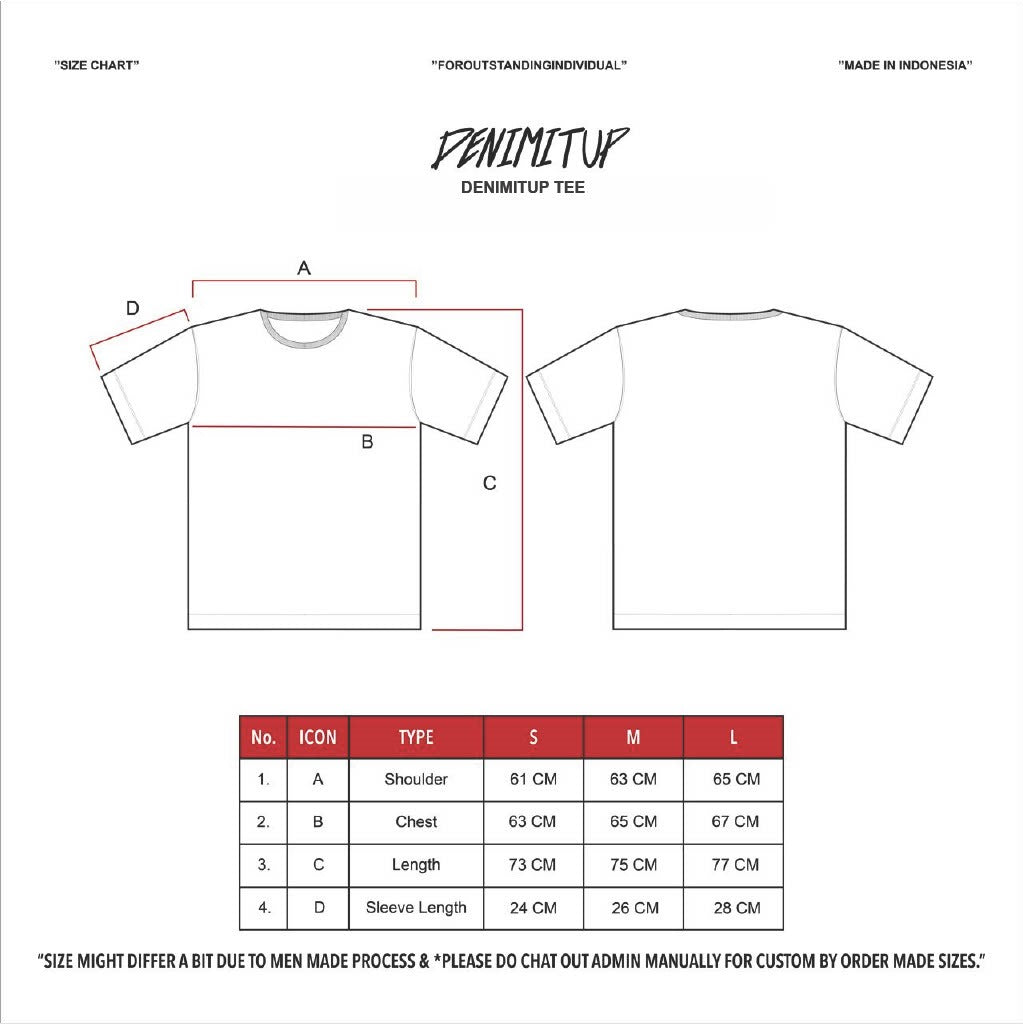 Size guide for DENIMITUP Don’t Play God - Black Tee - Tshirt