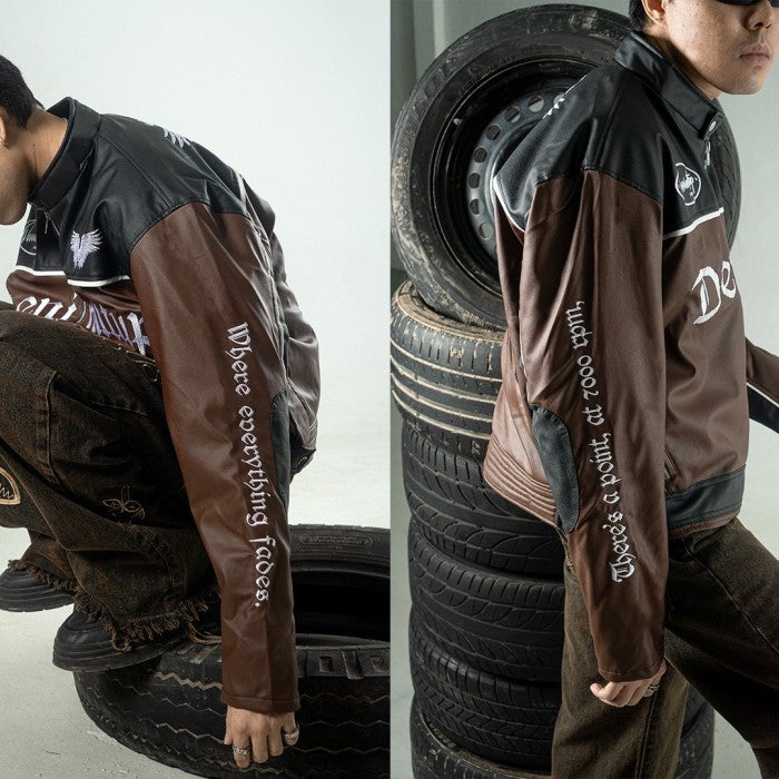 DENIMITUP motorsport leather jacket - Cognac Brown - Jacket