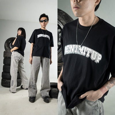 DENIMITUP Logo Tee - White On Black - T-Shirt