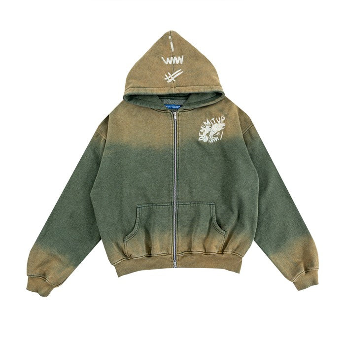 Denimitup trilogo double zip x Bhisma - Muddy golden washed - Hoodie