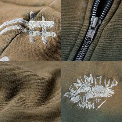 Denimitup trilogo double zip x Bhisma - Muddy golden washed - Hoodie