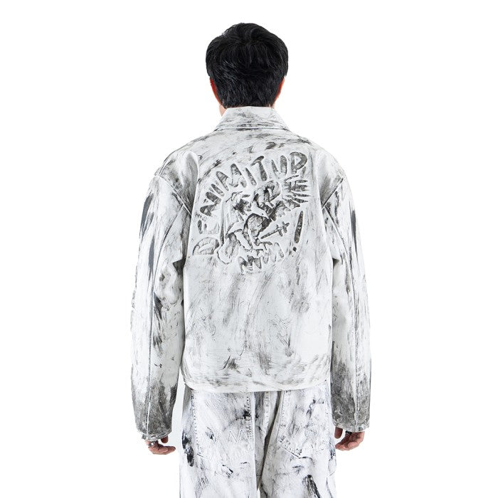 DENIMITUP Embossed Trilogo Garuda - Artsy White - Jacket