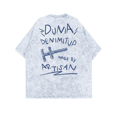 Dunia Denimitup! - Washed artsy White/White - Kaos Pria