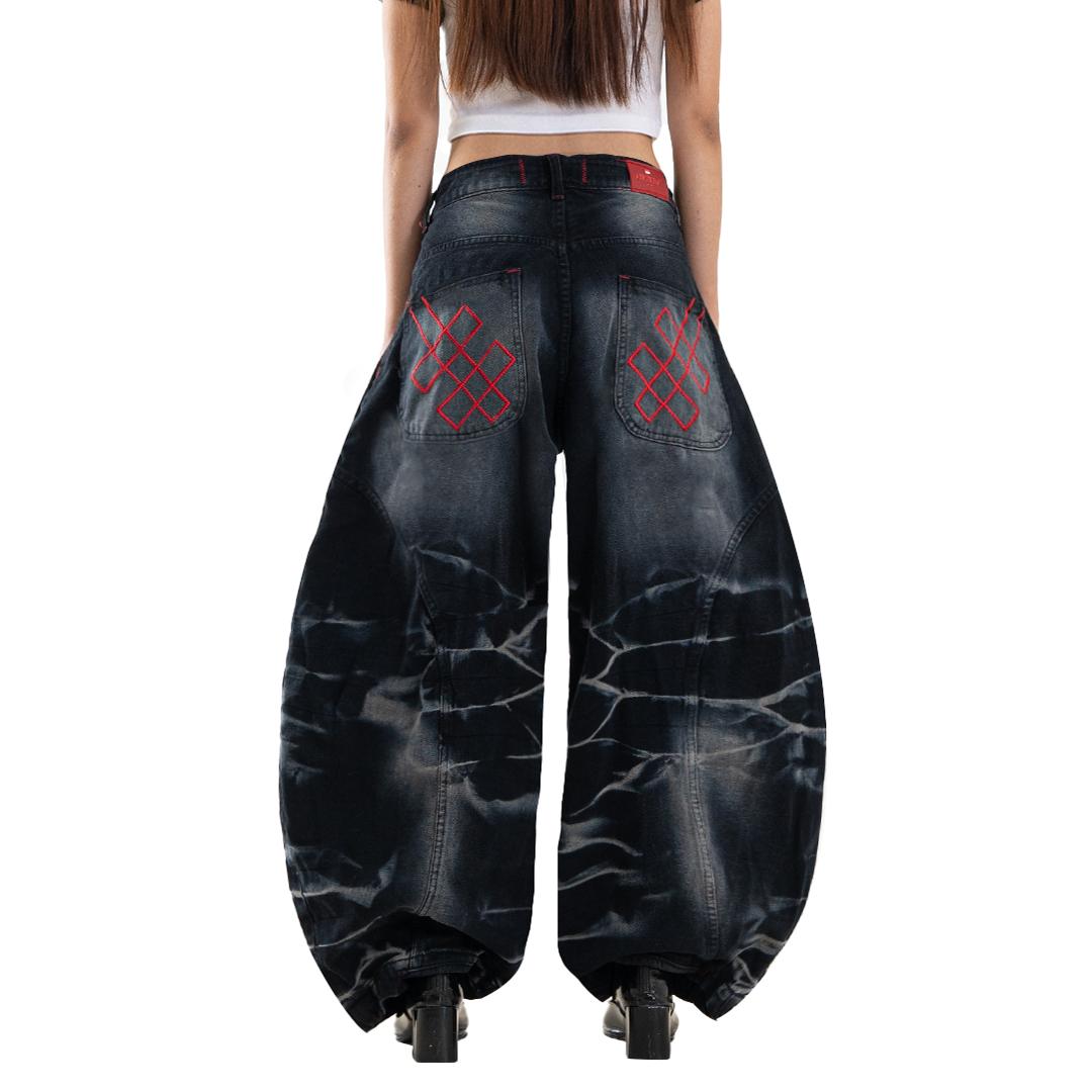 A1 Low Waist Wide Barrel Ladies Jeans -  Greyish Black