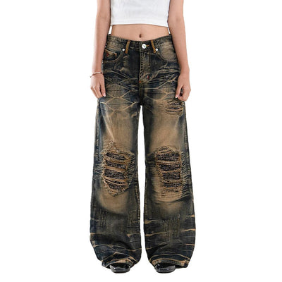 H1 Low Waist Baggy Songket Ladies Jeans - Iron Bronze