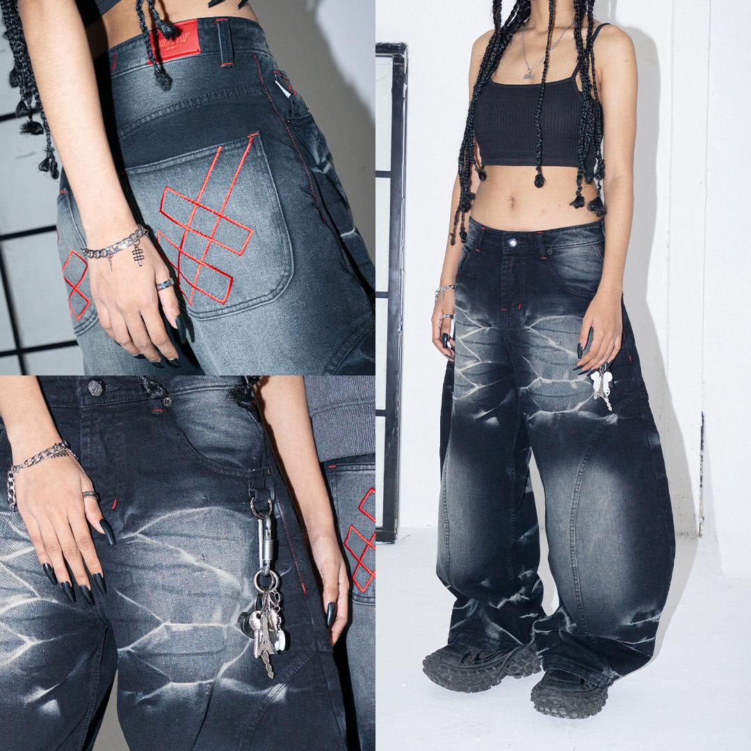 A1 Low Waist Wide Barrel Ladies Jeans -  Greyish Black