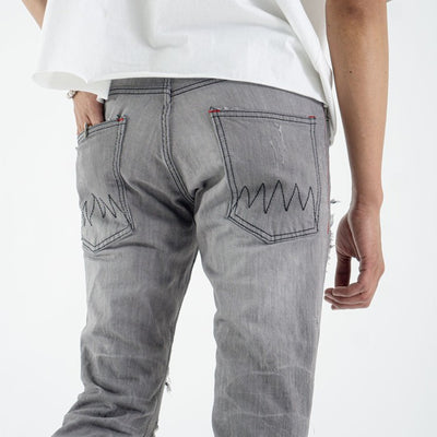 H1 Leather Patches - Light grey - Celana Jeans Pria
