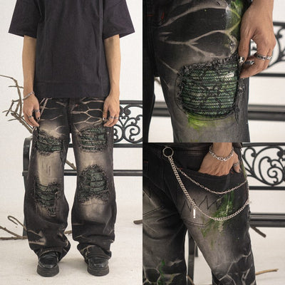 H1 Baggy Quad Viper - Burst of venom shadow grey - Celana Jeans