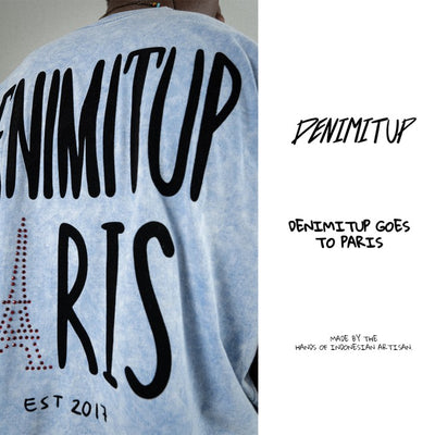 Denimitup “Bonjour Paris” - Parisian Blue Washed tee - Baju Kaos