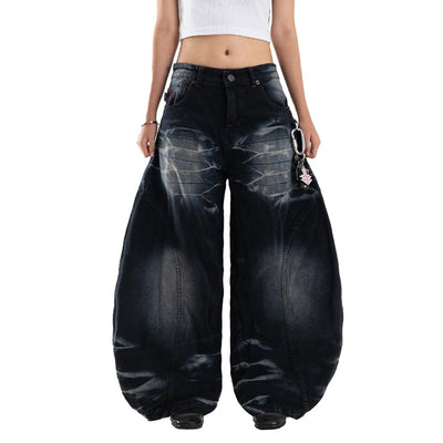 A1 Low Waist Wide Barrel Ladies Jeans -  Greyish Black
