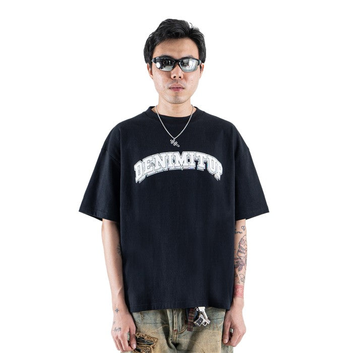 DENIMITUP Logo Tee - White On Black - T-Shirt