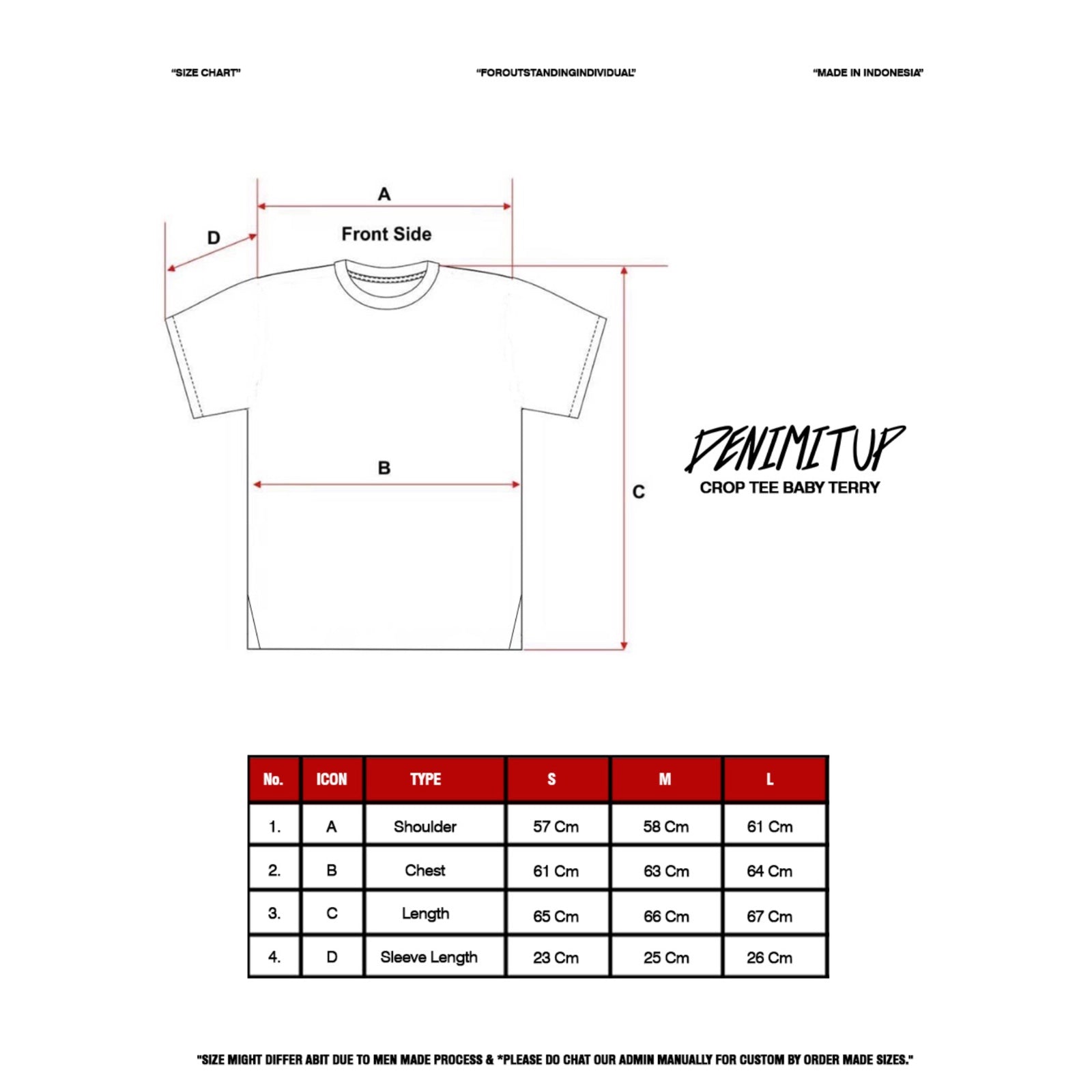 Size guide for H Embroidered Denimitup Baby Terry - White - Baju