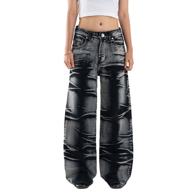 H1 Low Waist Baggy Ladies Jeans - Charcoal