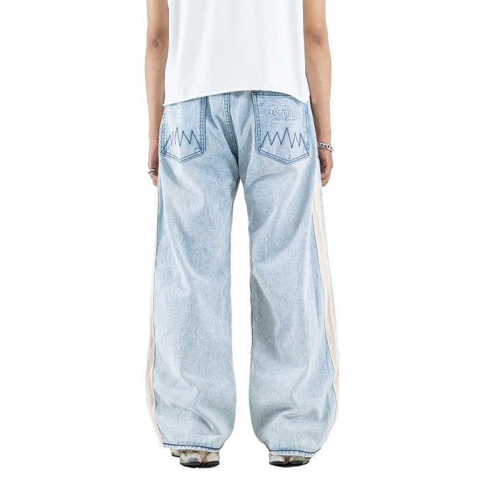 H1 Baggy Duo Stripes - Snowish Asphalt Blue - Celana Jeans