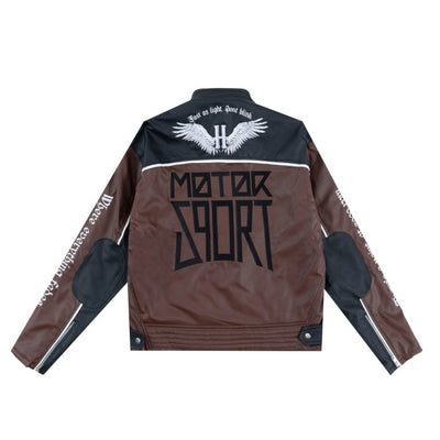 DENIMITUP motorsport leather jacket - Cognac Brown - Jacket