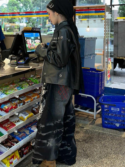 A1 Low Waist Wide Barrel Ladies Jeans -  Greyish Black