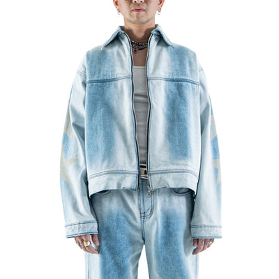 Denimitup zip jacket - Ice white in blues x Roycdc - Jacket Pria