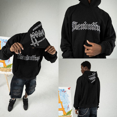 Denimitup Songket Embroidered - Black - Hoodie Pria