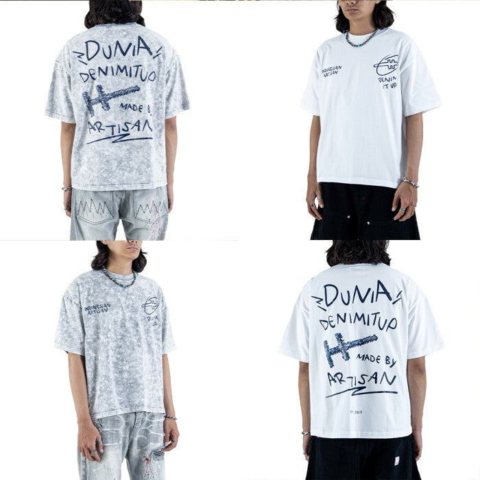 Dunia Denimitup! - Washed artsy White/White - Kaos Pria