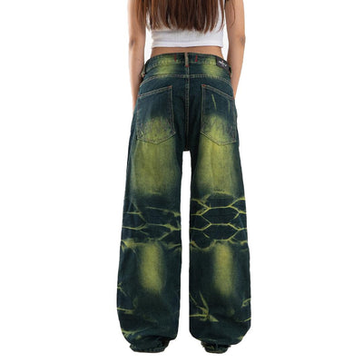 H1 Low Waist Baggy Ladies Jeans - Ketupat Green