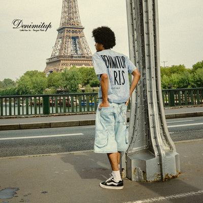 Denimitup “Bonjour Paris” - Parisian Blue Washed tee - Baju Kaos