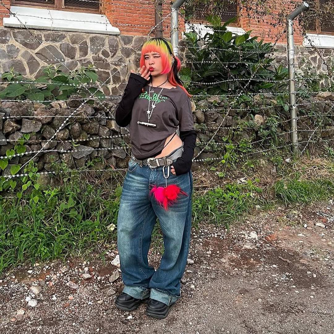 H1 Low Waist Baggy Ladies Jeans - Midnight Green