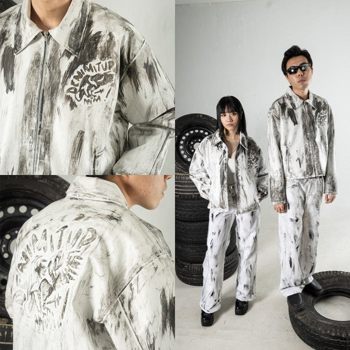 DENIMITUP Embossed Trilogo Garuda - Artsy White - Jacket