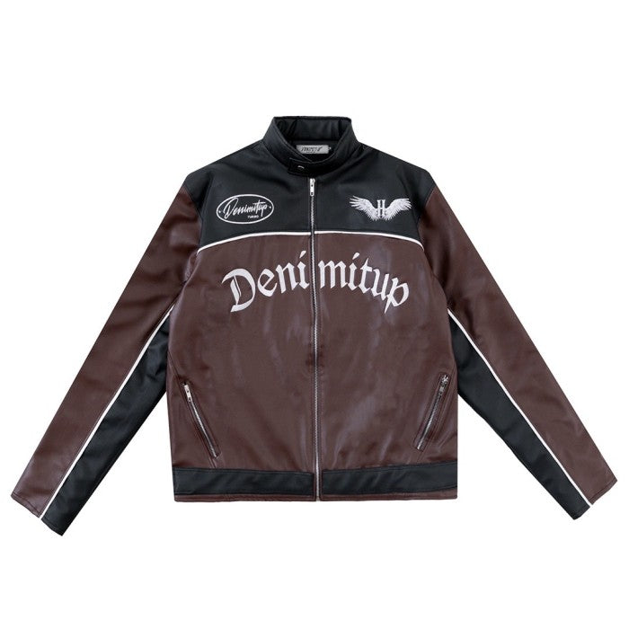 DENIMITUP motorsport leather jacket - Cognac Brown - Jacket