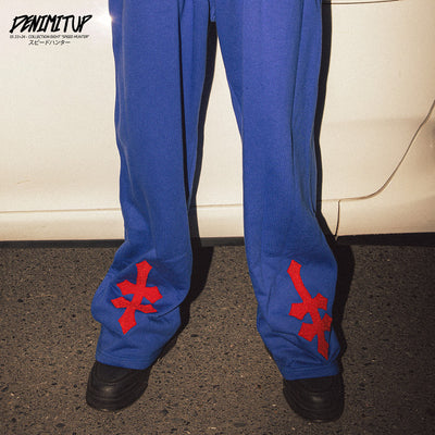 DENIMITUP H zigzag sweat pants - Sonic Blue - Long Pants