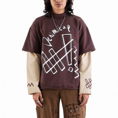 Denimitup trilogo double layer - Dual brown tee - Baju Kaos