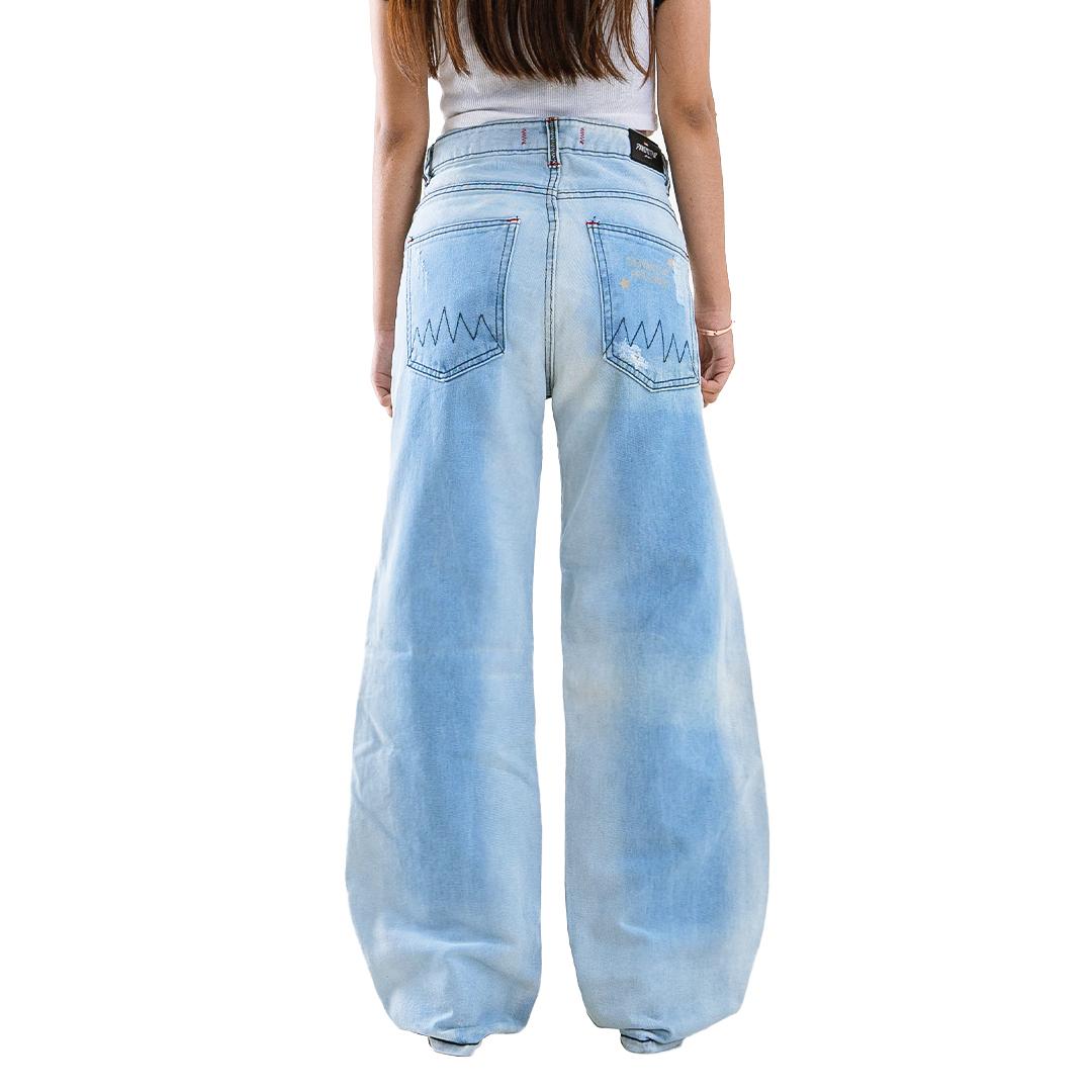 H1 Low Waist Baggy Ladies Jeans - Ice White In Blues x Roydcdc - Jeans
