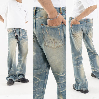 H1 baggy - Cream blue - Celana Jeans