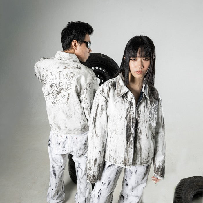 DENIMITUP Embossed Trilogo Garuda - Artsy White - Jacket