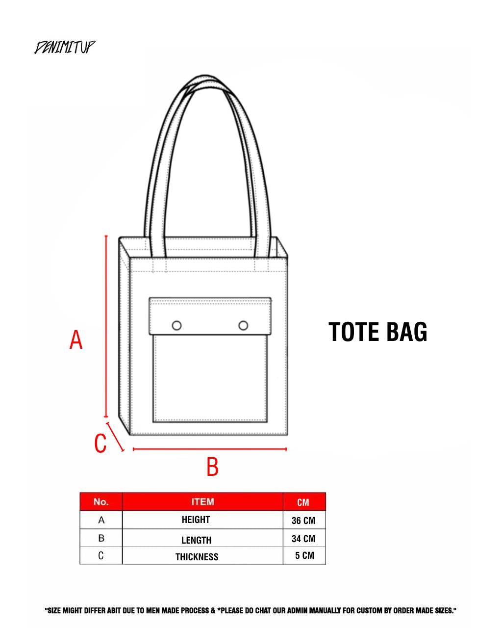 Size guide for H Tote Vers II - Japan Blue - Bag