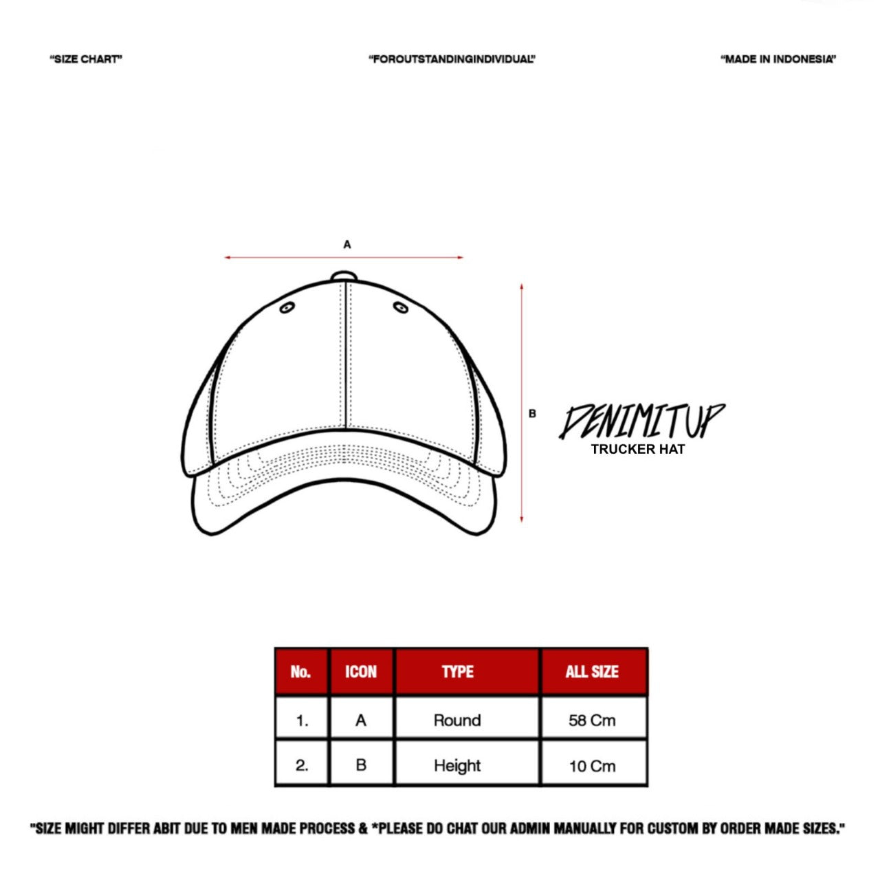 Size guide for Trucker Hat - H Logo Motorsport White - Hat