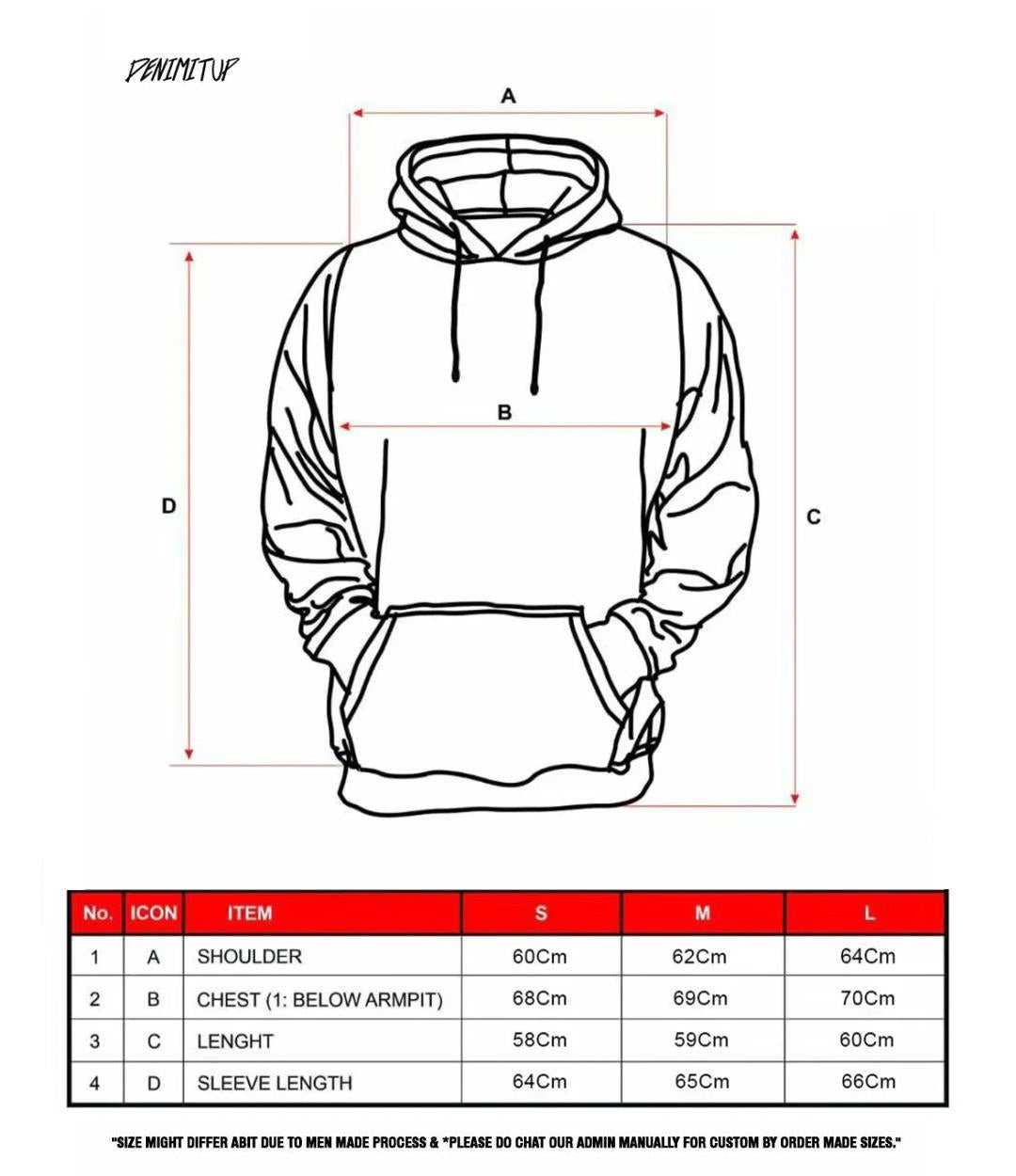 Size guide for Denimitup Fly high stay low - Snowish Beige - Hoodie