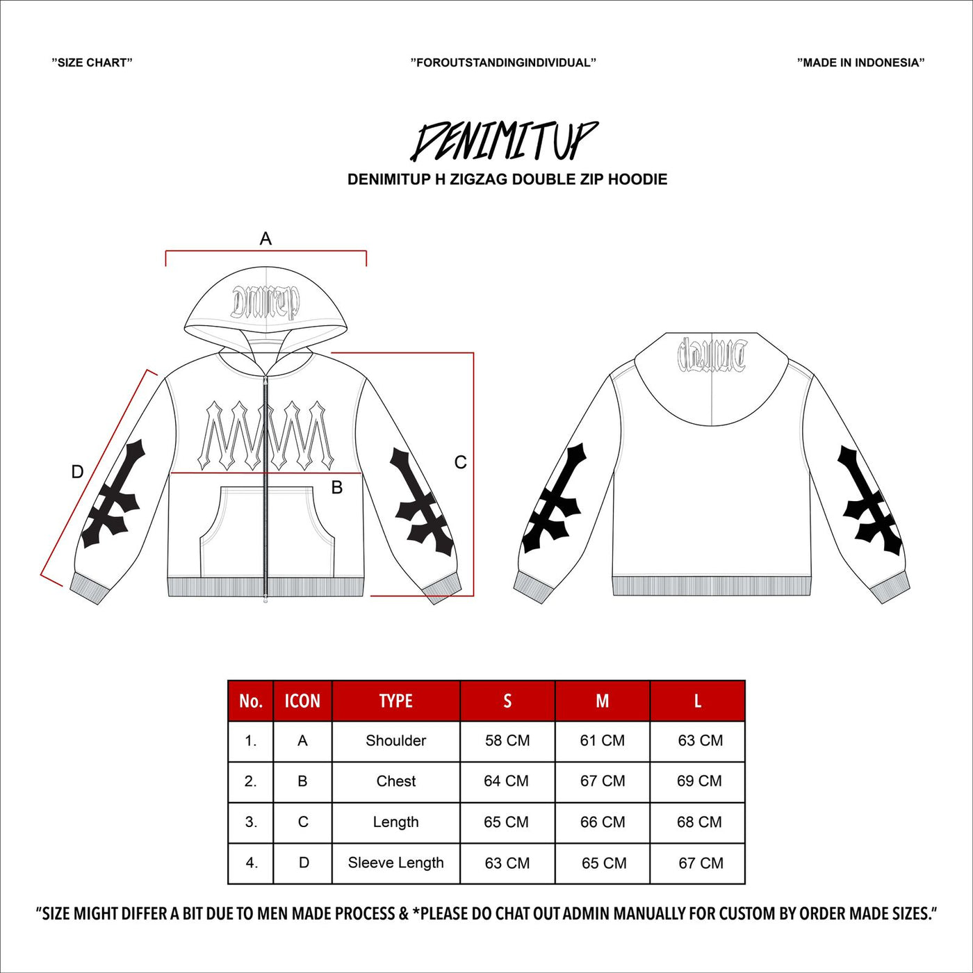 H Zigzag Double Zip Hoodie - Cosmic Orange - Hoodie