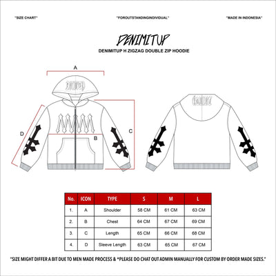 H Zigzag Double Zip Hoodie - Cosmic Orange - Hoodie
