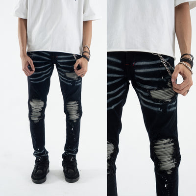 M1 Tri Leather Grey on Black Splatter - Celana Jeans