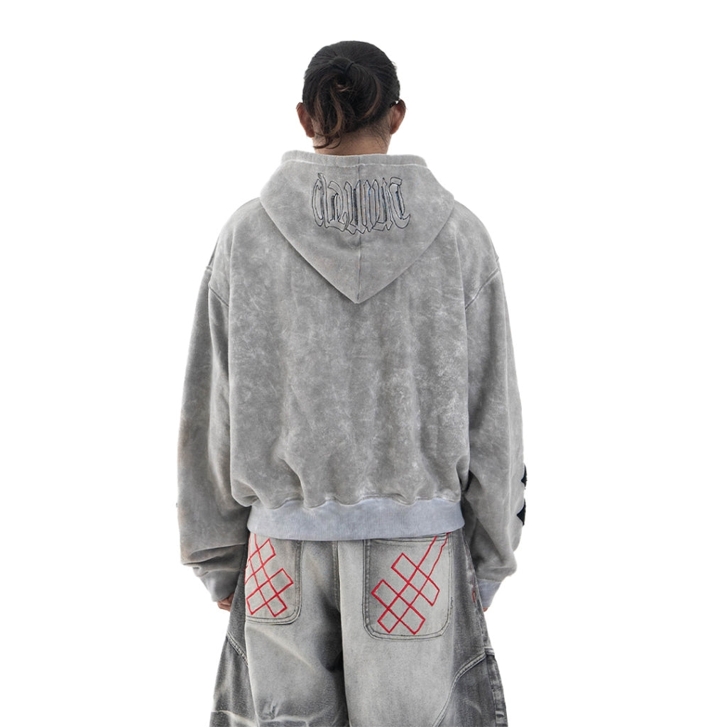 Denimitup H zigzag Double Zip - Artsy Grey - Hoodie