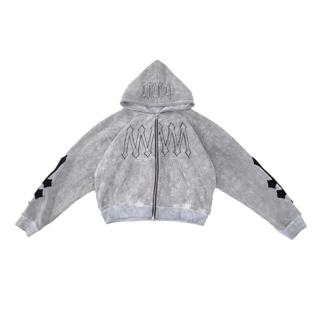 Denimitup H zigzag Double Zip - Artsy Grey - Hoodie