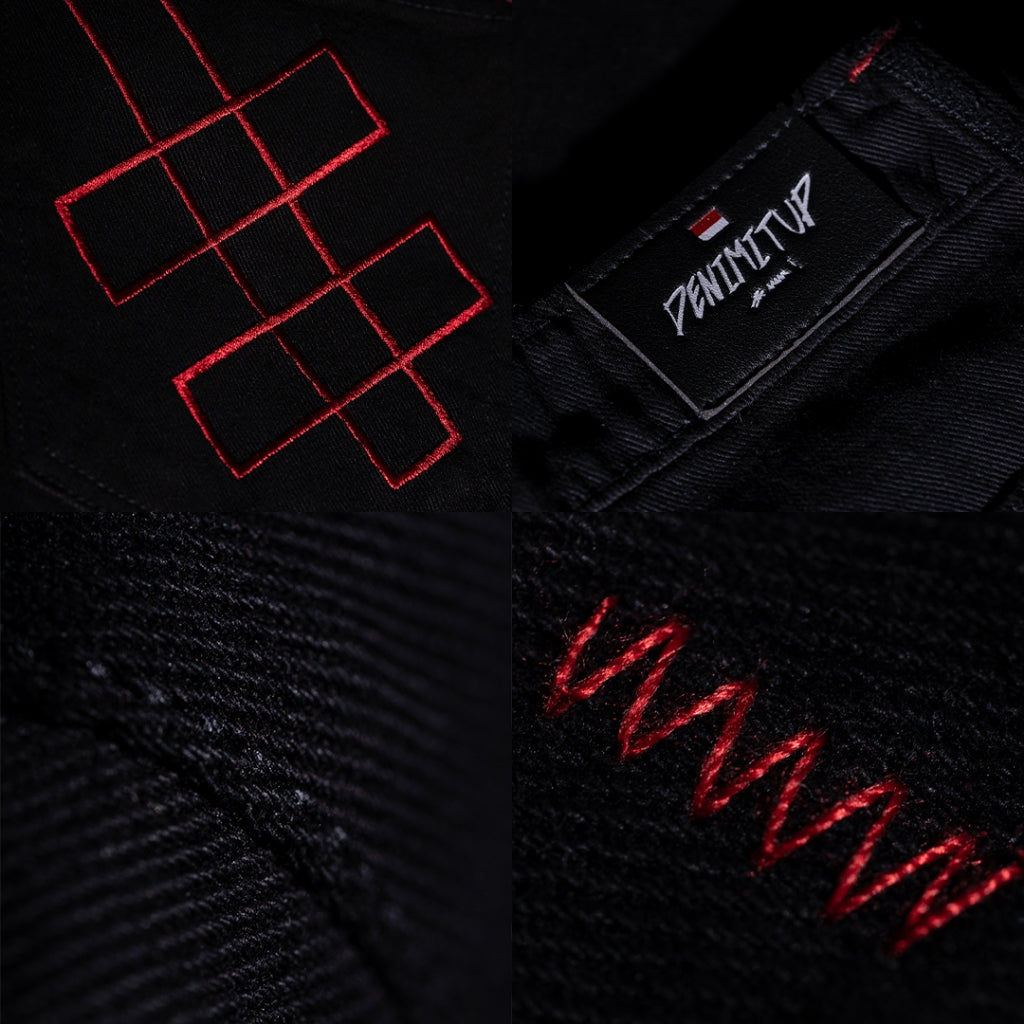 H1 Baggy H Embroidered Back Pocket - Black - Jeans